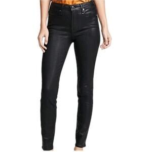 GOOD AMERICAN High Rise Black Skinny Jeans Good Legs Waxed Coated 12 31 Mobwife